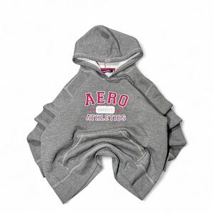 Grey Aeropostale hoodie with pink embroidered logo